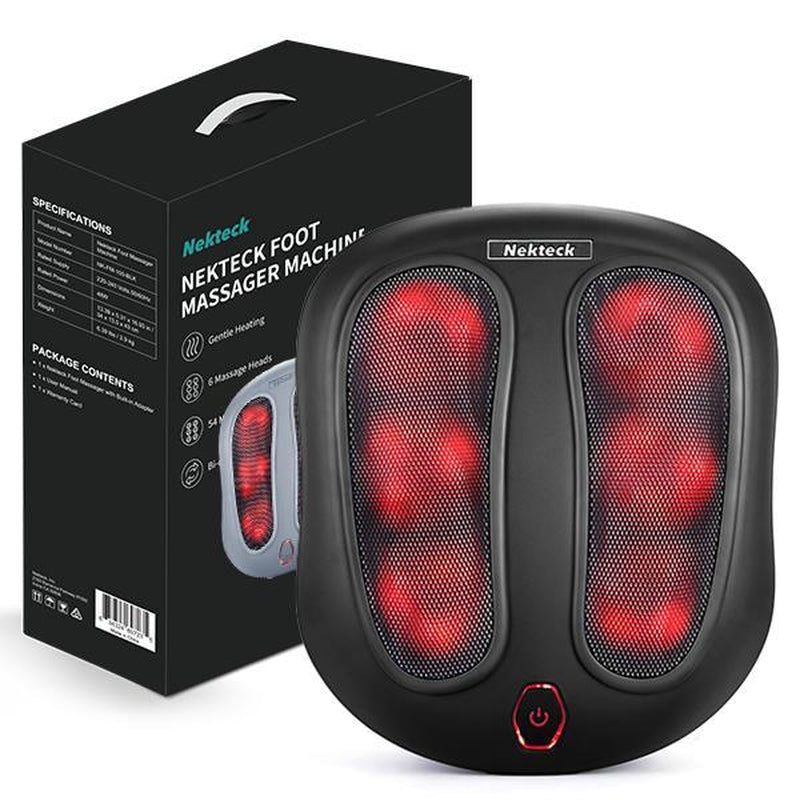 Nekteck Shiatsu Foot Massager Machine with Soothing Heat, Deep Kneading Therapy, Air Compression, Improve Blood Circulation and Foot Wellness Brown