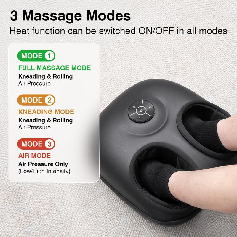 Nekteck Shiatsu Foot Massager Machine with Soothing Heat, Deep Kneading Therapy, Air Compression, Improve Blood Circulation and Foot Wellness Brown