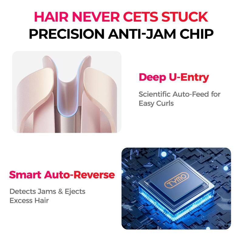 TYMO Curlpro-Automatic Curling Irons with Negative Ionic Ceramic Coating Anti-Jam Chip Dual Voltage Lightweight Travel One-Tap Curler Multifunctional Styler Women'S Gifts Girlfriends Gifts New Year Holiday Gift