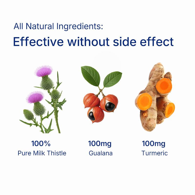 Wonderblue Wideawake Milk Thistle Tumeric & Taurine Capsules for Vitality Energy Detox 60 Veggie Capsules USA Made FDA GMP Supplement