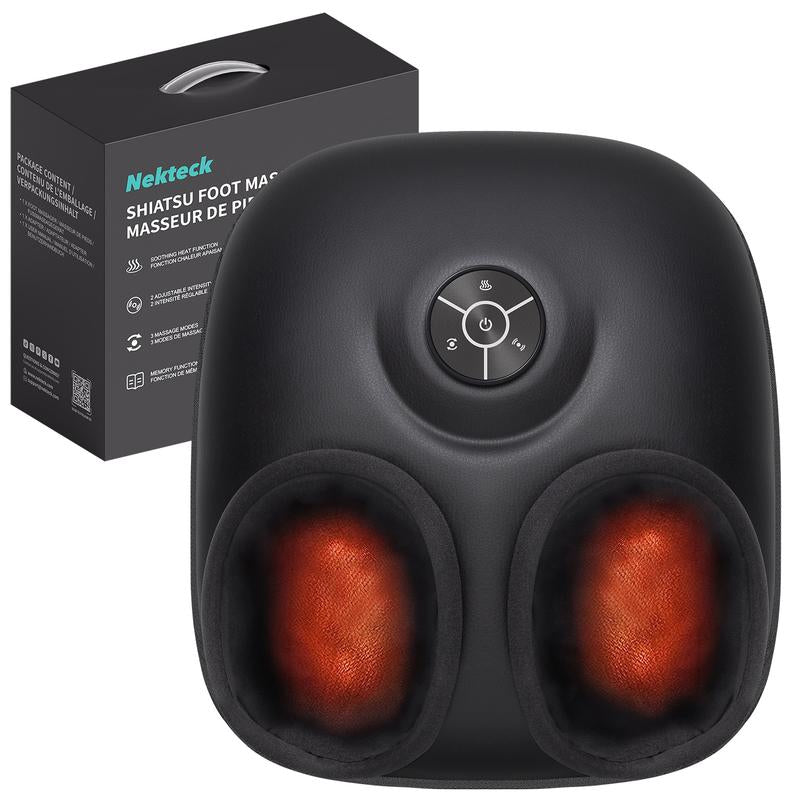 Nekteck Shiatsu Foot Massager Machine with Soothing Heat, Deep Kneading Therapy, Air Compression, Improve Blood Circulation and Foot Wellness Brown